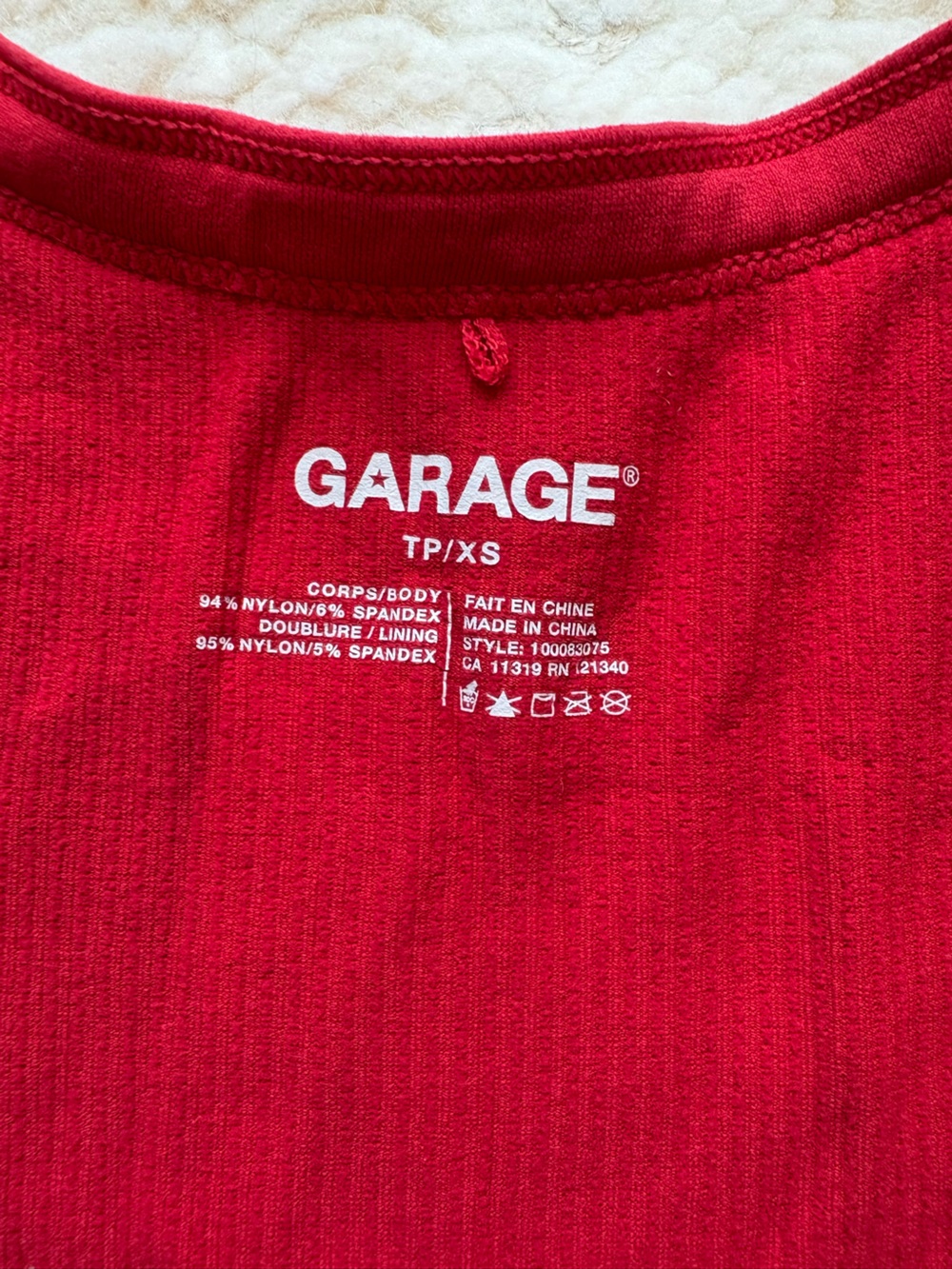 Garage Bright Red Ribbed Tank - Picture 3 of 3